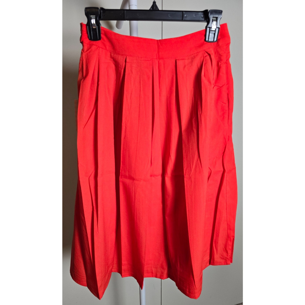 Tulip B Skirt Medium NWT Bright Coral Red Pleated Midi Lightweight - Picture 3 of 7